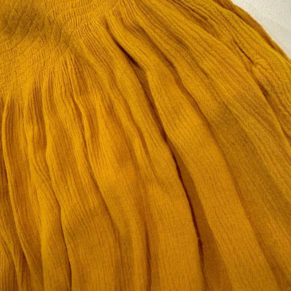 2/$20 Streetwear Society Mustard Ruffled smocked off the shoulder top - Picture 3 of 8